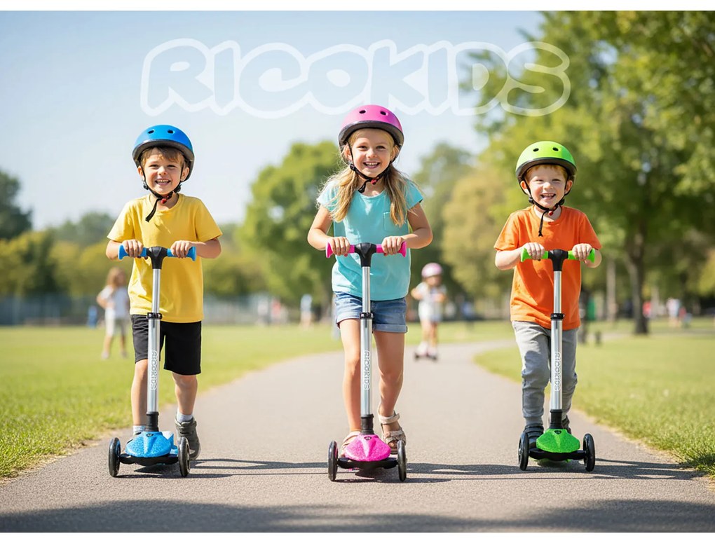 Detská balančná Kolobežka Ricokids Jelly svietiaca v tme - modrá