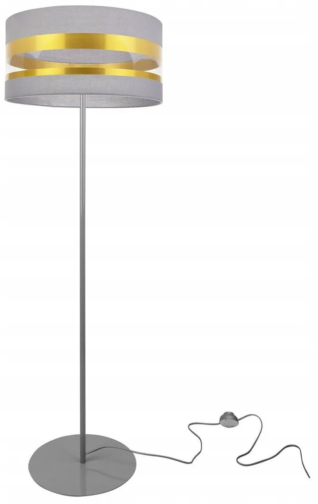 Stojacia lampa Intense Gold, 1x textilné tienidlo (výber zo 6 farieb), (výber z 3 farieb konštrukcie), (fi 40cm), o