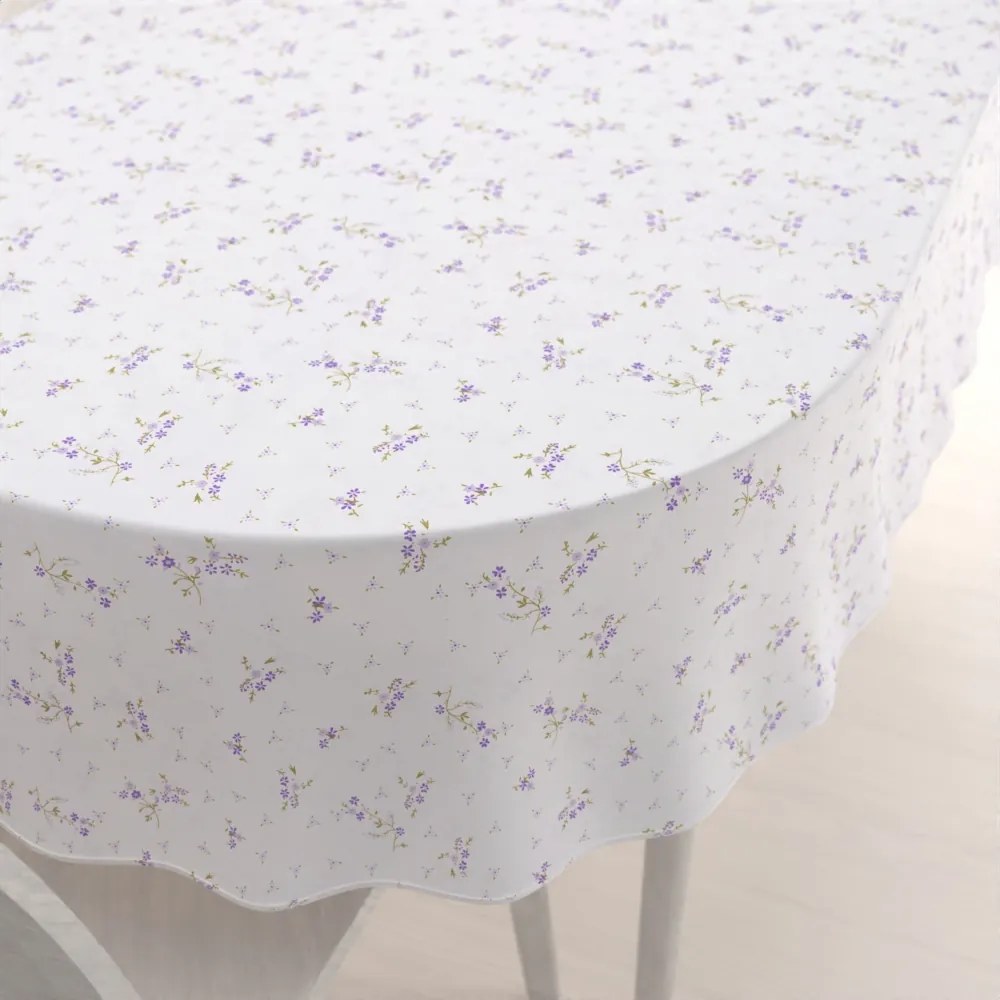 Biante Bavlnený oválny obrus Sandra SA-296 Drobné fialové kvety na bielom 140x220 cm