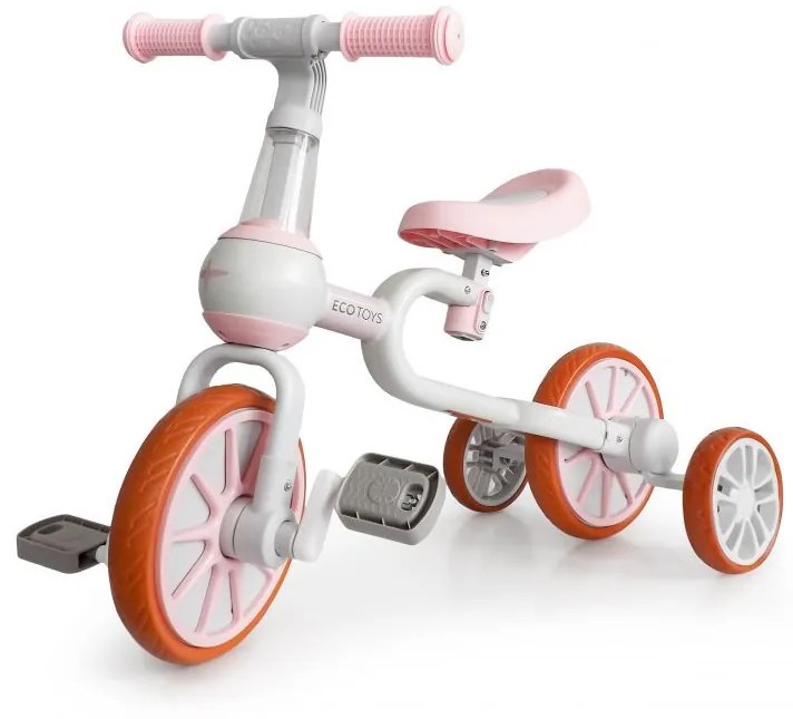 Detský bicykel, odrážadlo v ružovej farbe Ecotoys 4v1