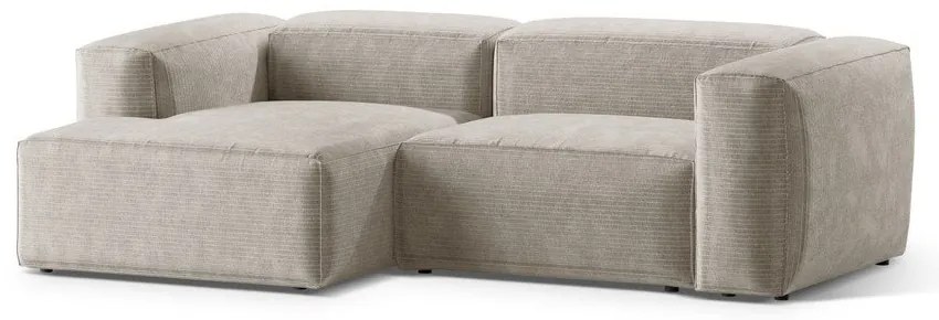 Béžová menčestrová rohová pohovka (ľavý roh/s leňoškou) Bergamo – Cosmopolitan Design