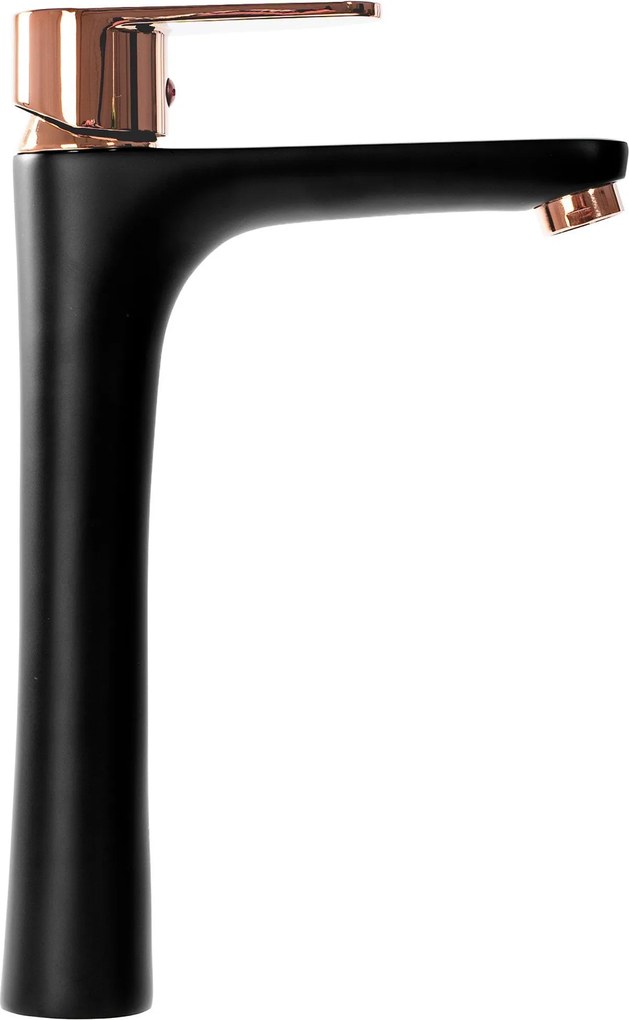 Rea Mild, vysoká umývadlová batéria, čierna matná-ružové zlato, REA-B4808