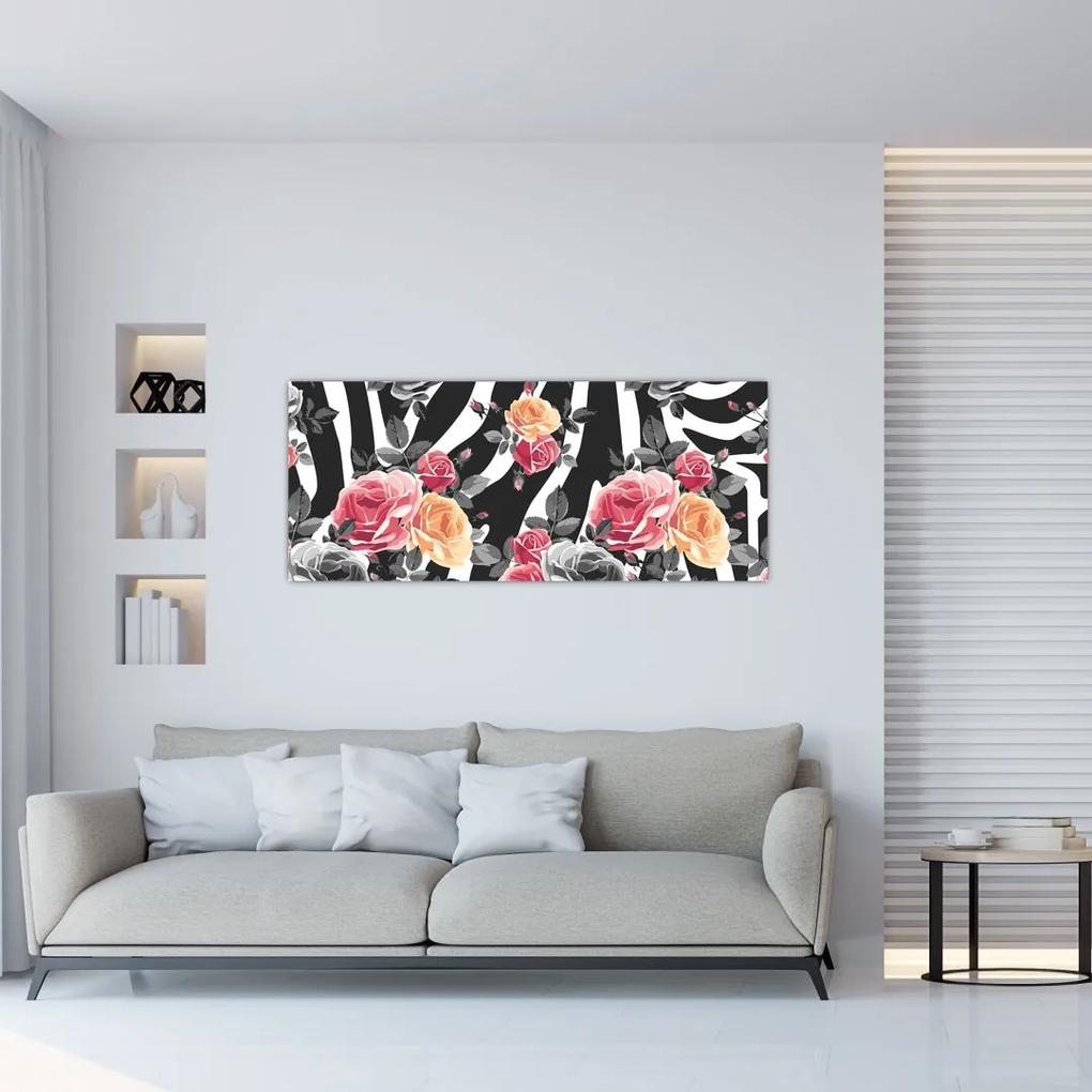 Obraz rozkvitnutých ruží (120x50 cm)