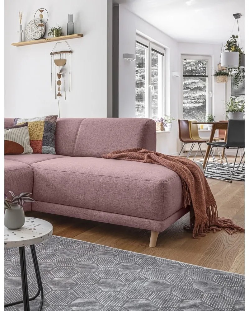 Ružová rozkladacia/s úložným priestorom rohová pohovka (pravý roh/do L) Classy Sophie – Miuform