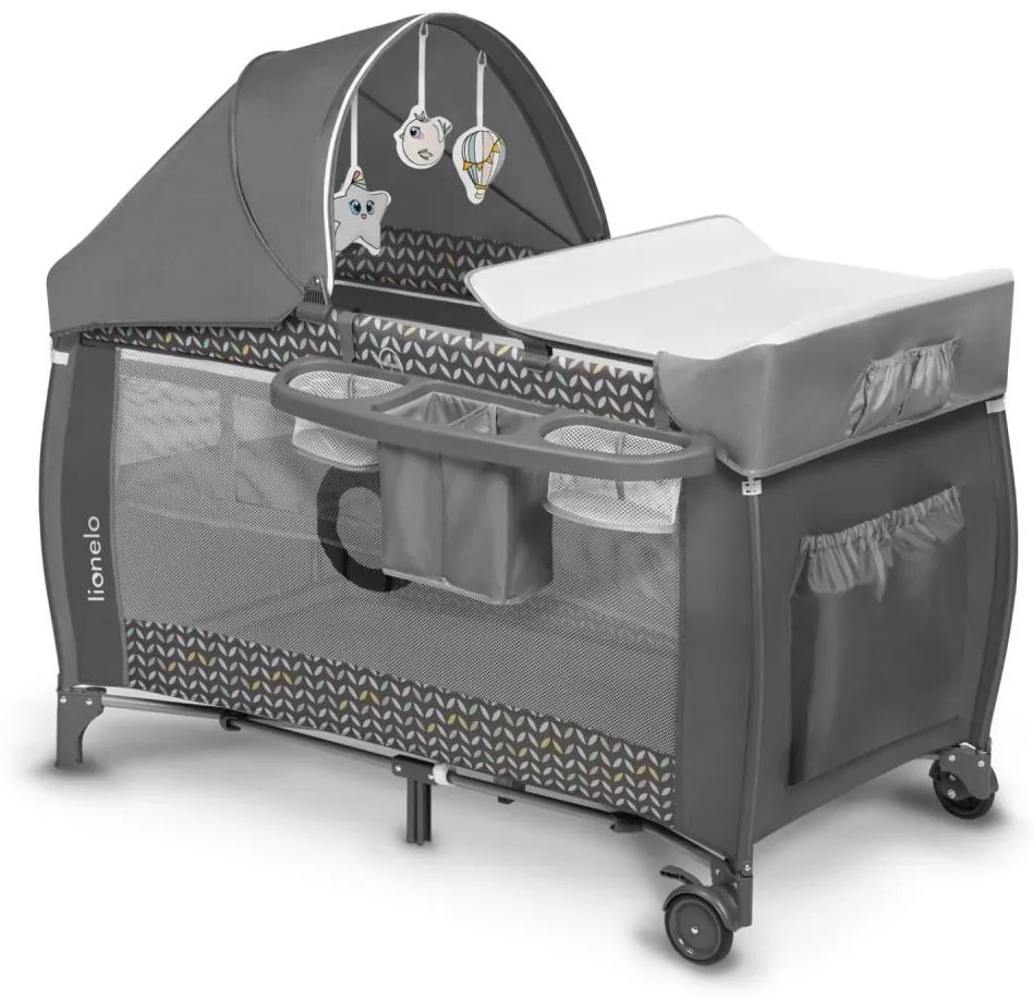 Lionelo - Cestovná postieľka SVEN PLUS šedá