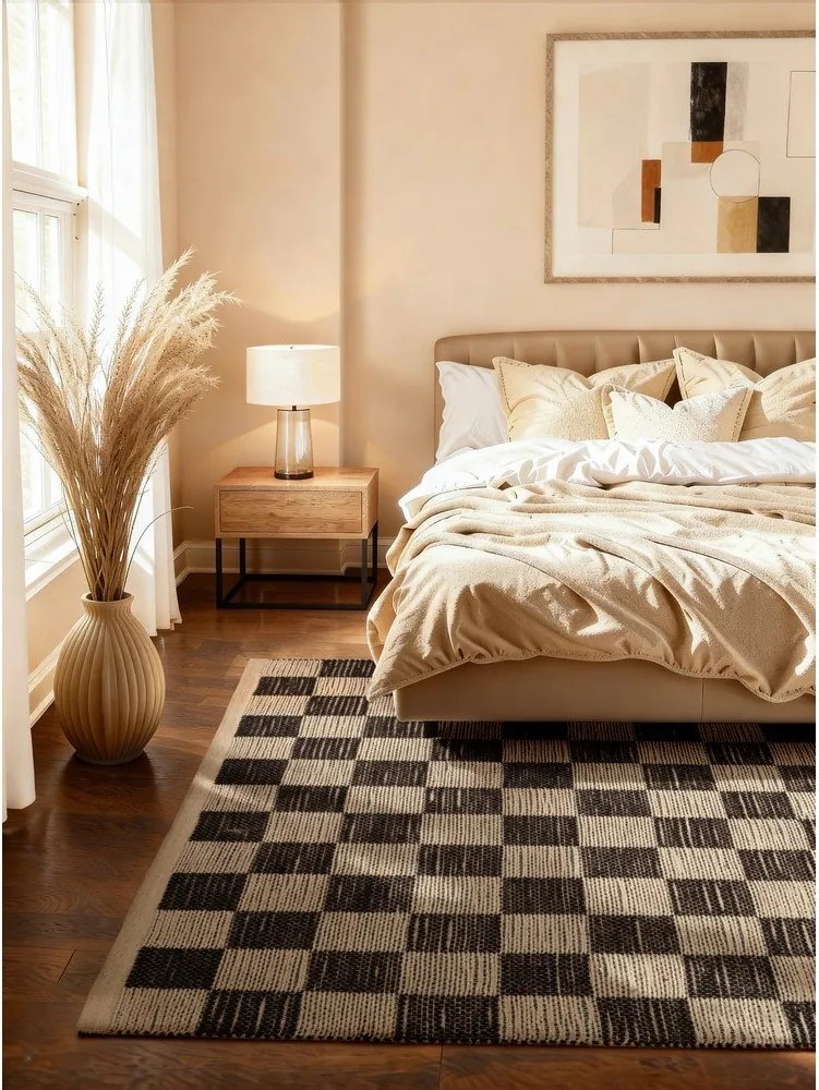 Čierny/krémovobiely obojstranný/ručne tkaný koberec s prímesou juty 120x170 cm Rex – Hanse Home