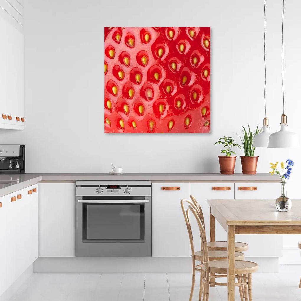 Obraz na plátně, Makro jahody - 40x40 cm