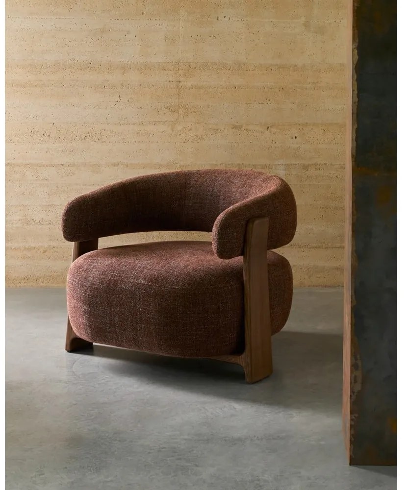 Hnedé ženilkové kreslo Granite – Kave Home