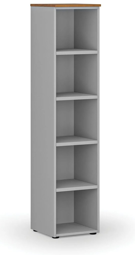 Kancelársky regál PRIMO GRAY, 400 x 420 x 1781 mm, sivá/orech