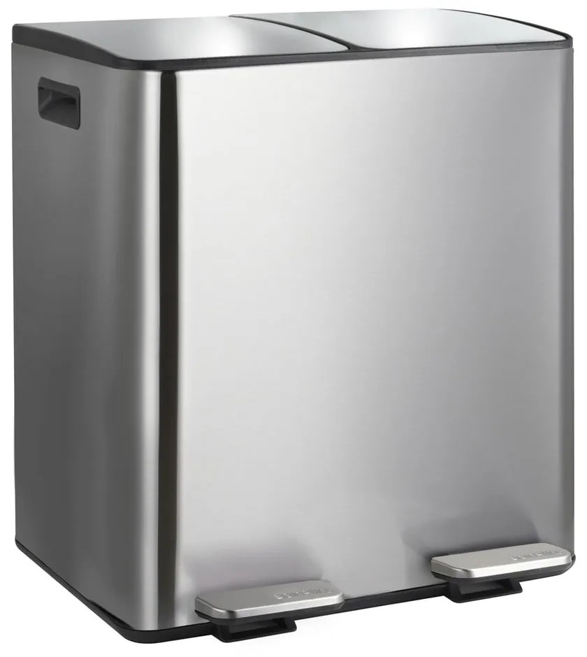 Oceľový odpadkový kôš 2x20 l na triedený odpad/nášľapný v matne striebornej farbe Aliya – Spirella