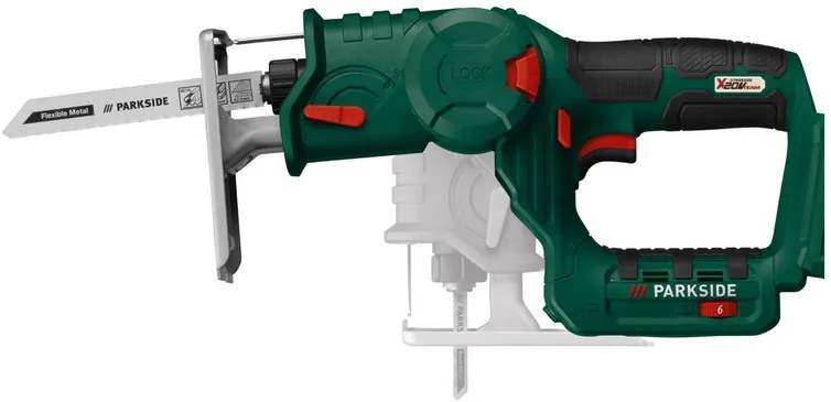 Parkside® Aku priamočiara a chvostová píla Psssa 20-Li B2 + Akumulátor 20 V/2 Ah PAP 20 B1 + Nabíjačka 20 V/2,4 A PLG 20 C1 (800010887)