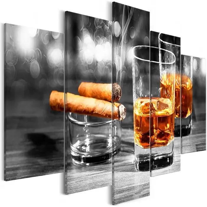 Obraz - Cigars and Whiskey (5 Parts) Wide Veľkosť: 225x100, Verzia: Premium Print
