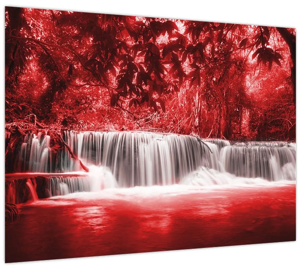 Obraz - Červený, vodopád (70x50 cm)