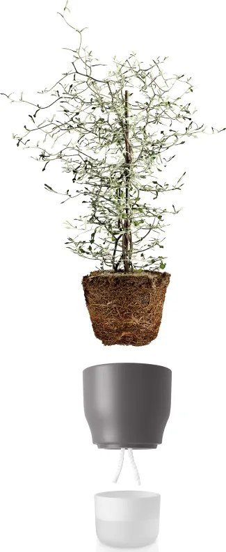 Samozavlažovací kvetináč kriedovo sivý v.18cm, eva solo