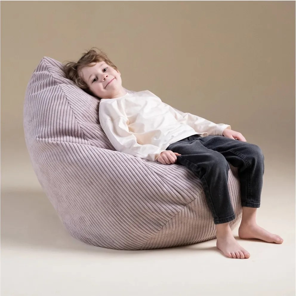 Sedací vak pre deti – sivý, prémiový manšestr