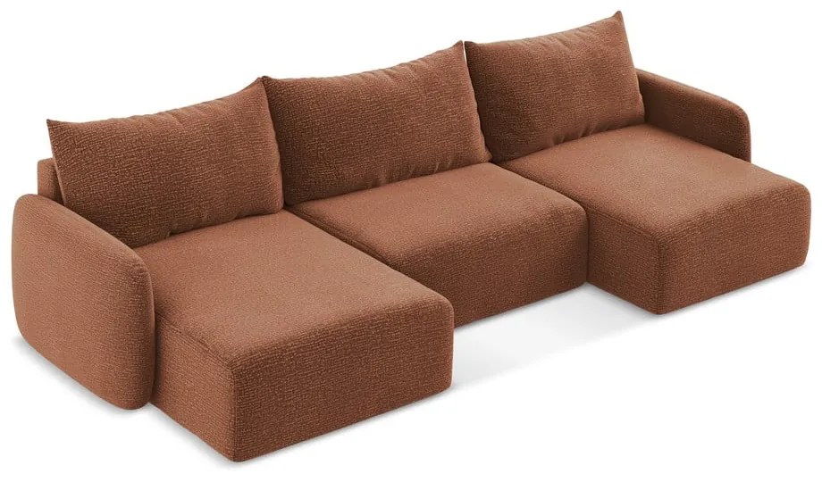 Rozkladacia/s úložným priestorom rohová pohovka v tehlovej farbe Kalena – Makamii