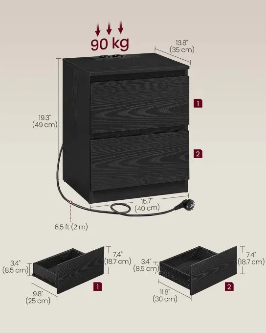 Set dvoch nočných stolíkov LET821B02 (2ks)