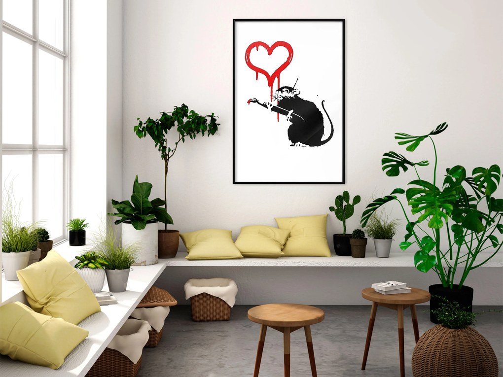 Artgeist Plagát - Love Rat [Poster] Veľkosť: 20x30, Verzia: Čierny rám s passe-partout