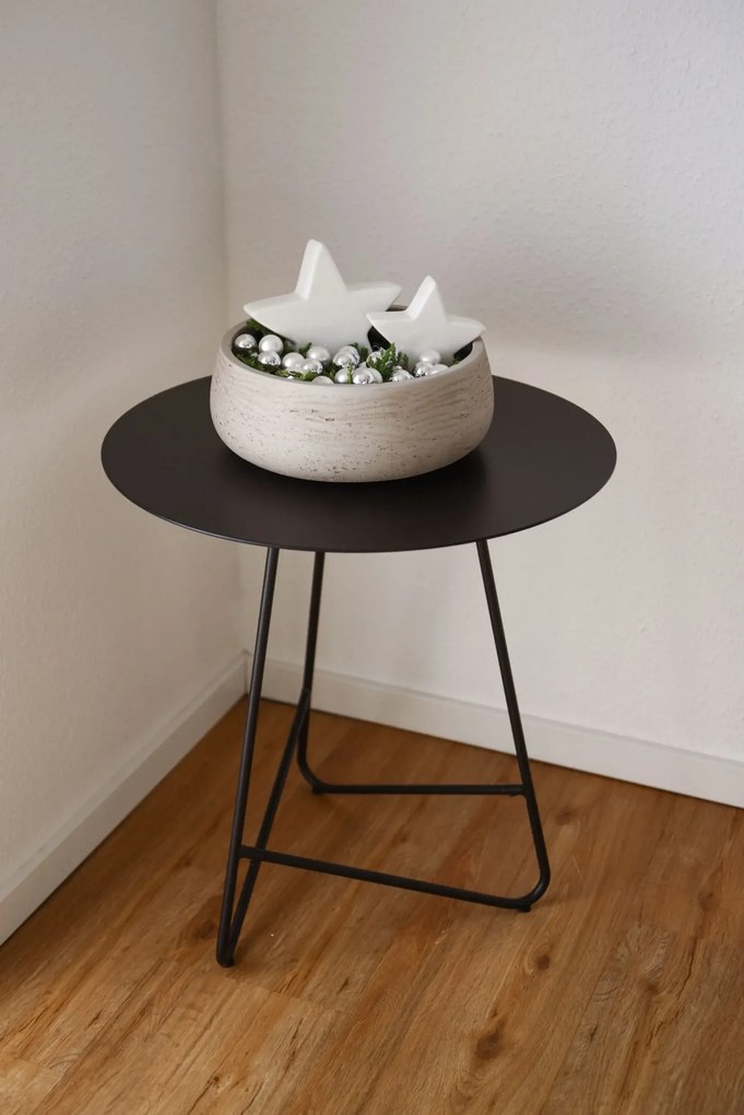 Dekoračná miska PERA, sklolaminát, Ø 27 cm, béžová