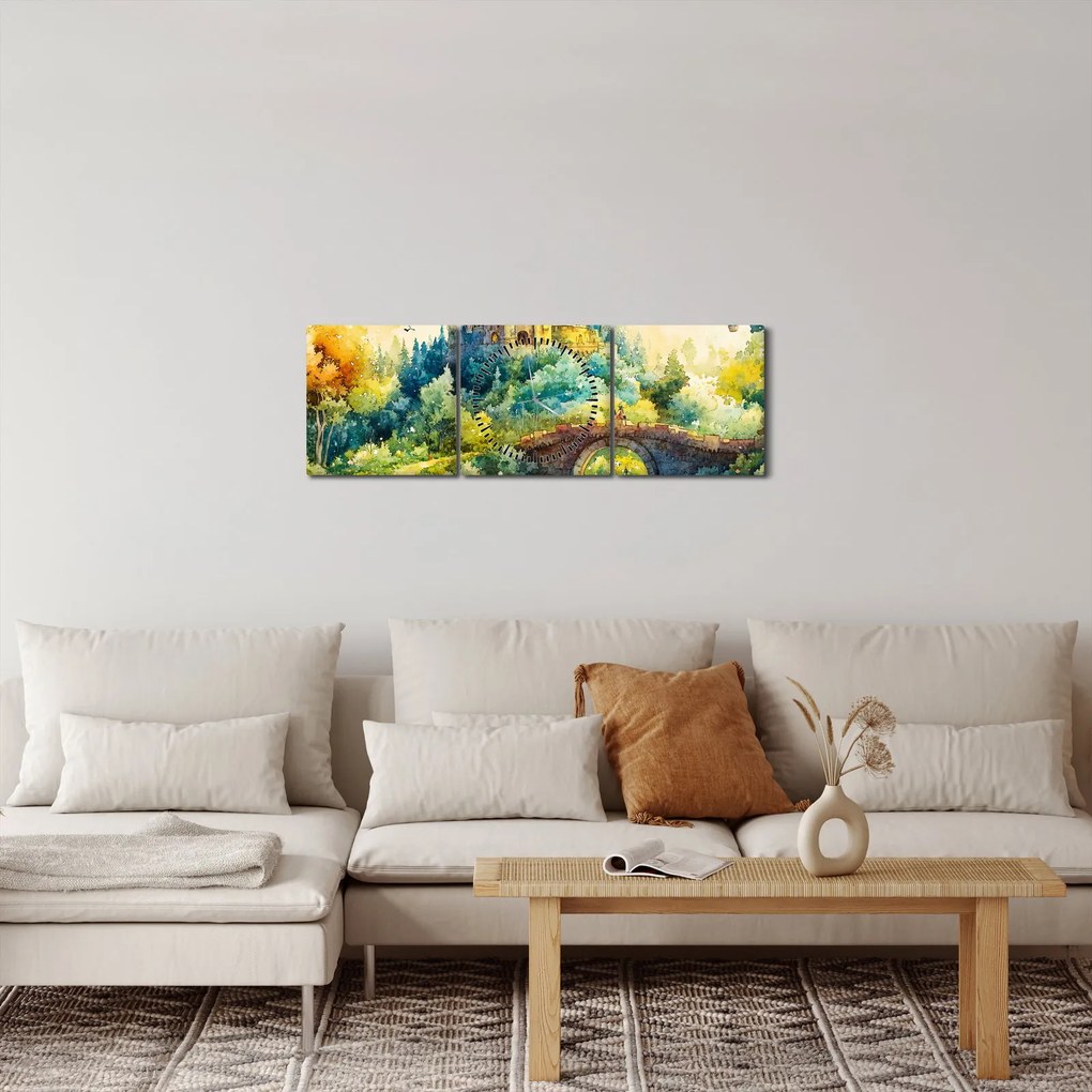 Obraz - Rozprávkový zámok (s hodinami) (90x30 cm)