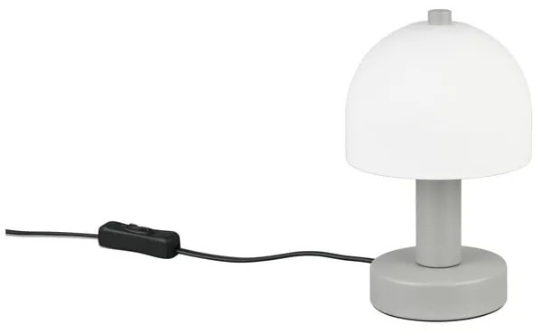 Sivá stolová lampa so skleneným tienidlom (výška 19 cm) Glenn – Trio