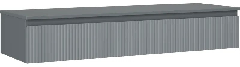 Mexen Rivel, kúpeľňová skrinka pod umývadlo 140 cm s hornou doskou, 1 zásuvka, drážkovaná, grafit matná - 91A20-14023-1-BFC66