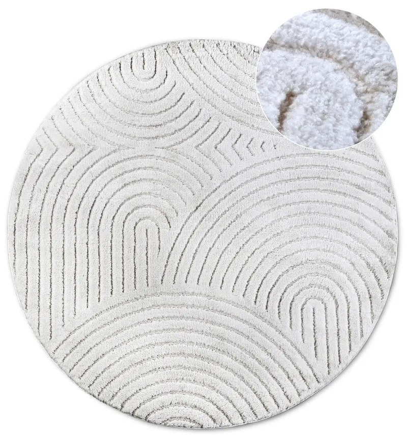 Biely okrúhly koberec ø 160 cm Panglao New York White – Elle Decoration
