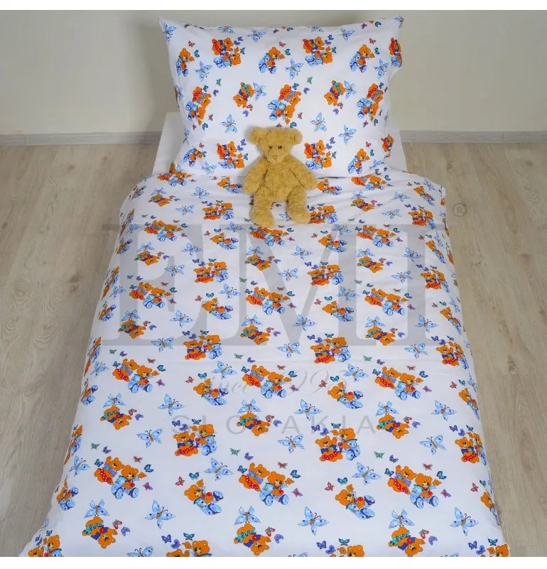 Obliečky detské bavlnené macko biele EMI, Detský set 90x130 + 45x65