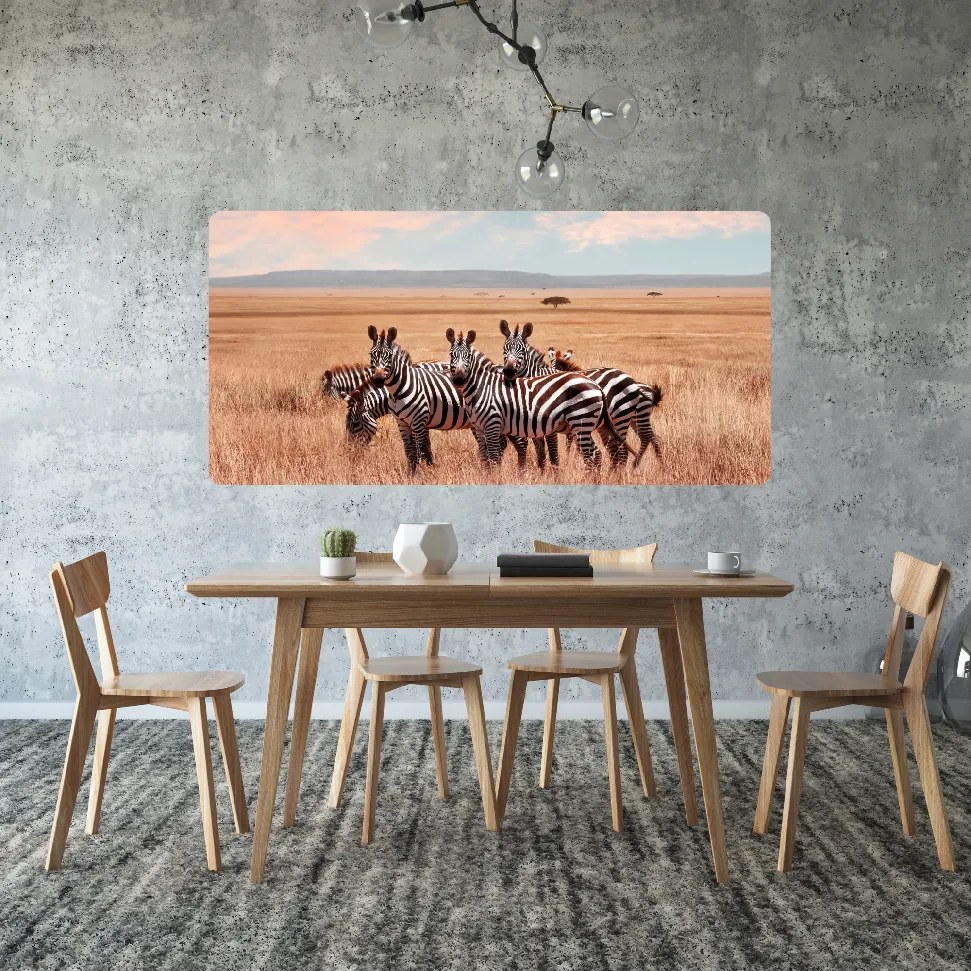 60x120cm Zebry v afrike - textilná nálepka na stenu