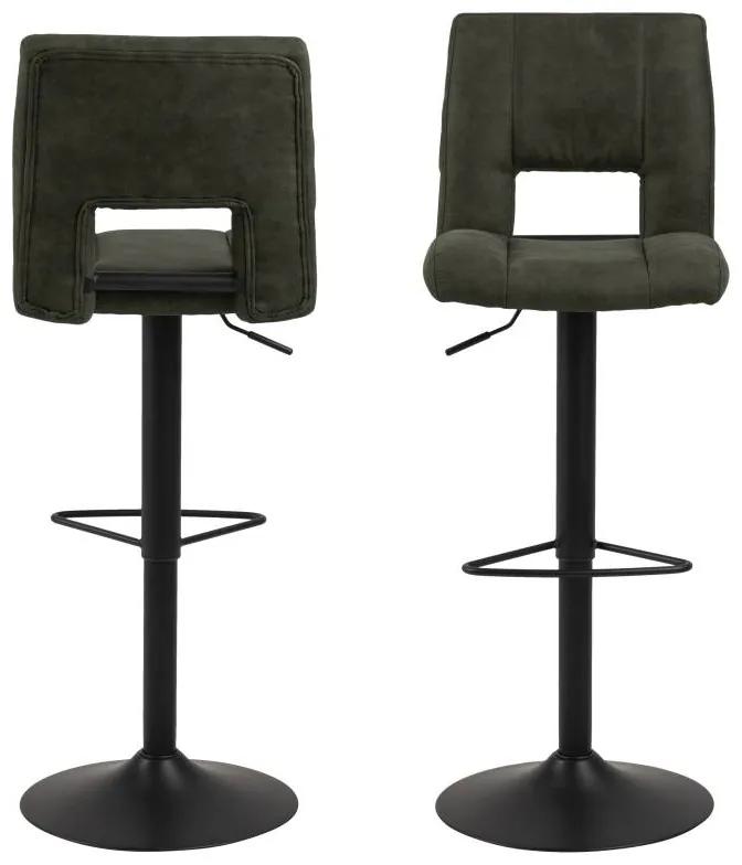 Dizajnová barová stolička Nerine, olivovo zelená a čierna