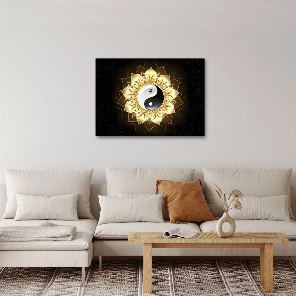 Obraz - Zlatý Yin-Yang (70x50 cm)