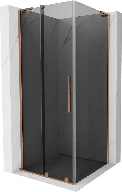 Mexen Velar L, sprchový kút s posuvnými dverami 120 x 120 cm, 8mm šedé sklo, medená matná, 871-120-120-33-65