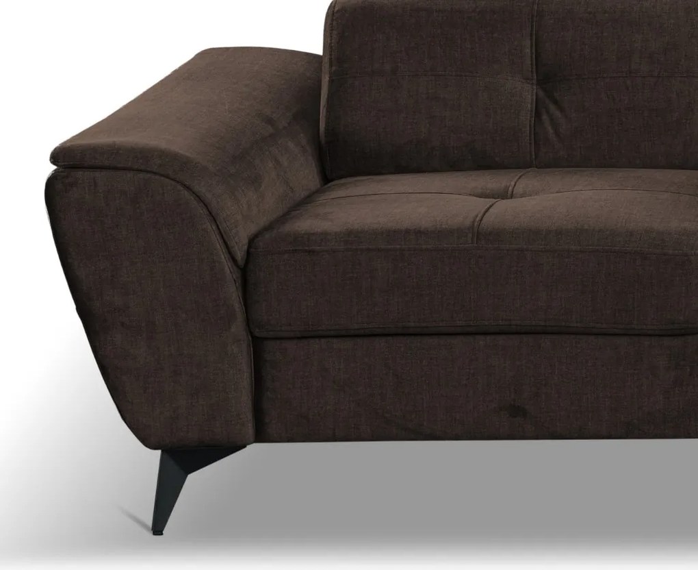 Rohová sedacia súprava Sergio, tmavo hnedá látka, pravý roh
