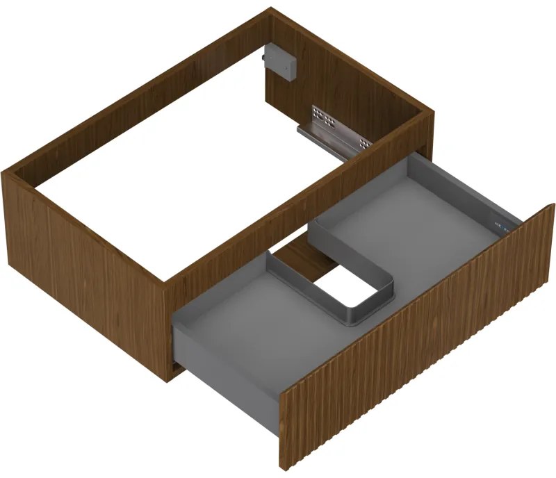 Mexen Rivel, kúpeľňová skrinka 70 cm, 1 zásuvka, drážkovaná, orech, 91A20-07023-1-BF86