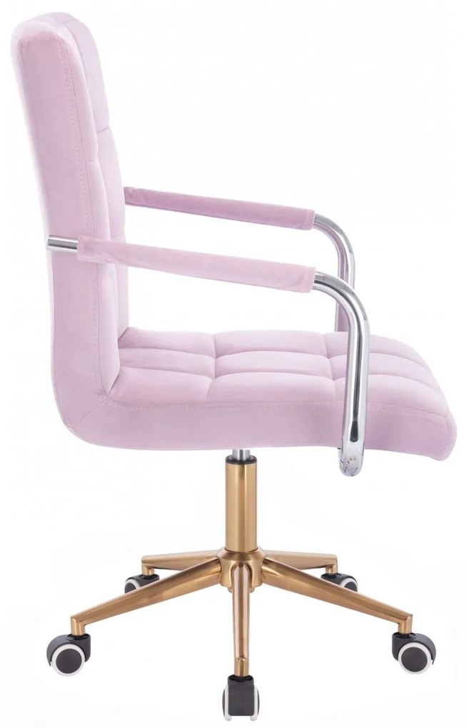 LuxuryForm DESIGN Stolička VERONA VELUR na zlatej podstave s kolieskami - levanduľa