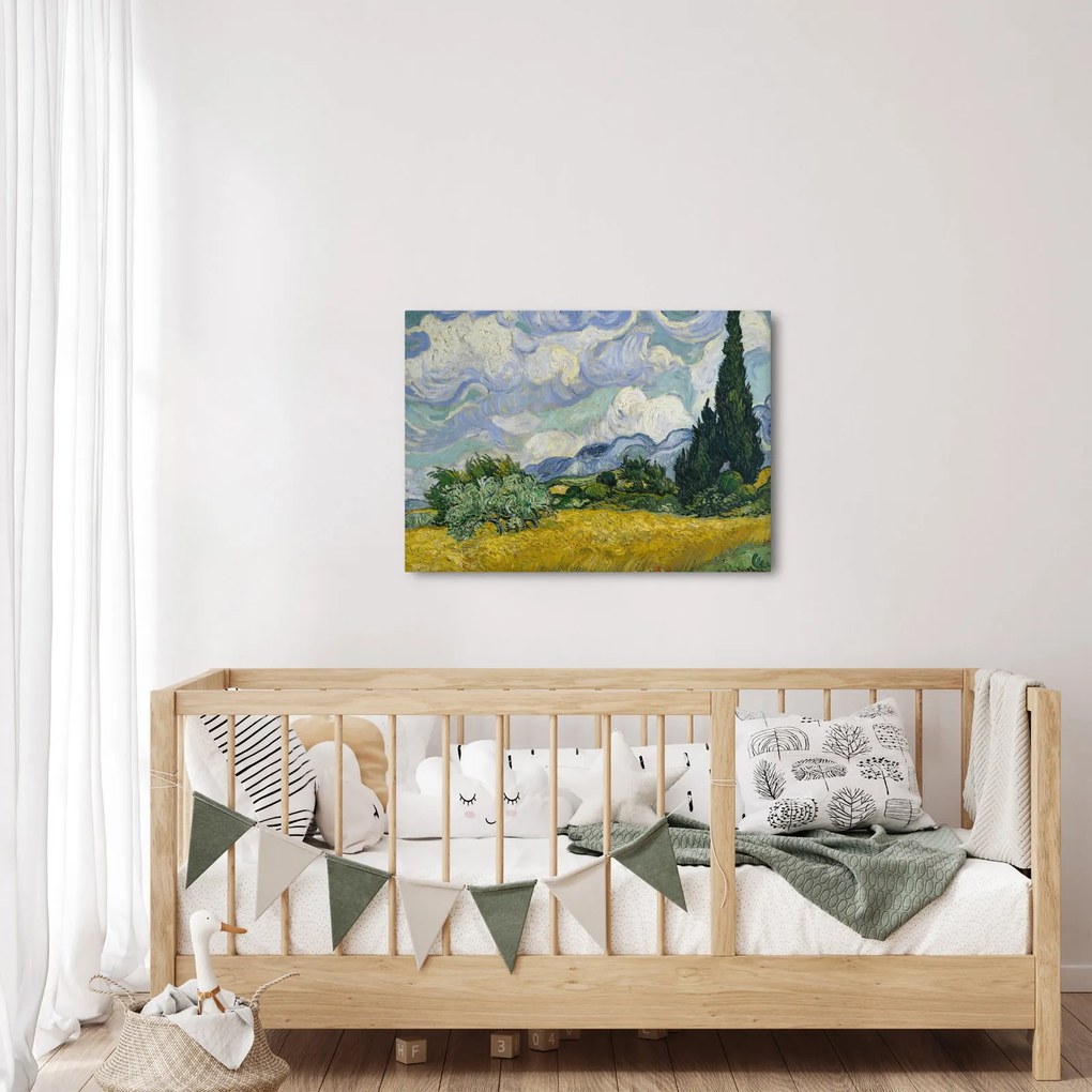 Obraz - Vincent van Gogh, Wheat Field with Cypresses, reprodukcia (70x50 cm)