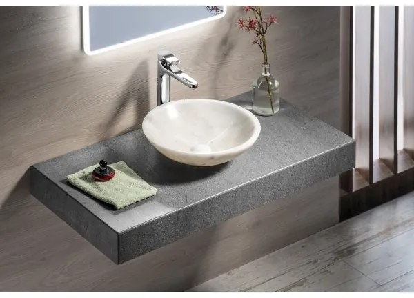 Sapho - Umývadlo na dosku BLOK, priemer 40 cm, mramor/biela