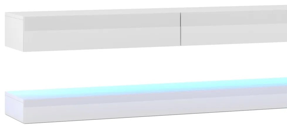 TV stolík Fly double s LED osvetlením biely