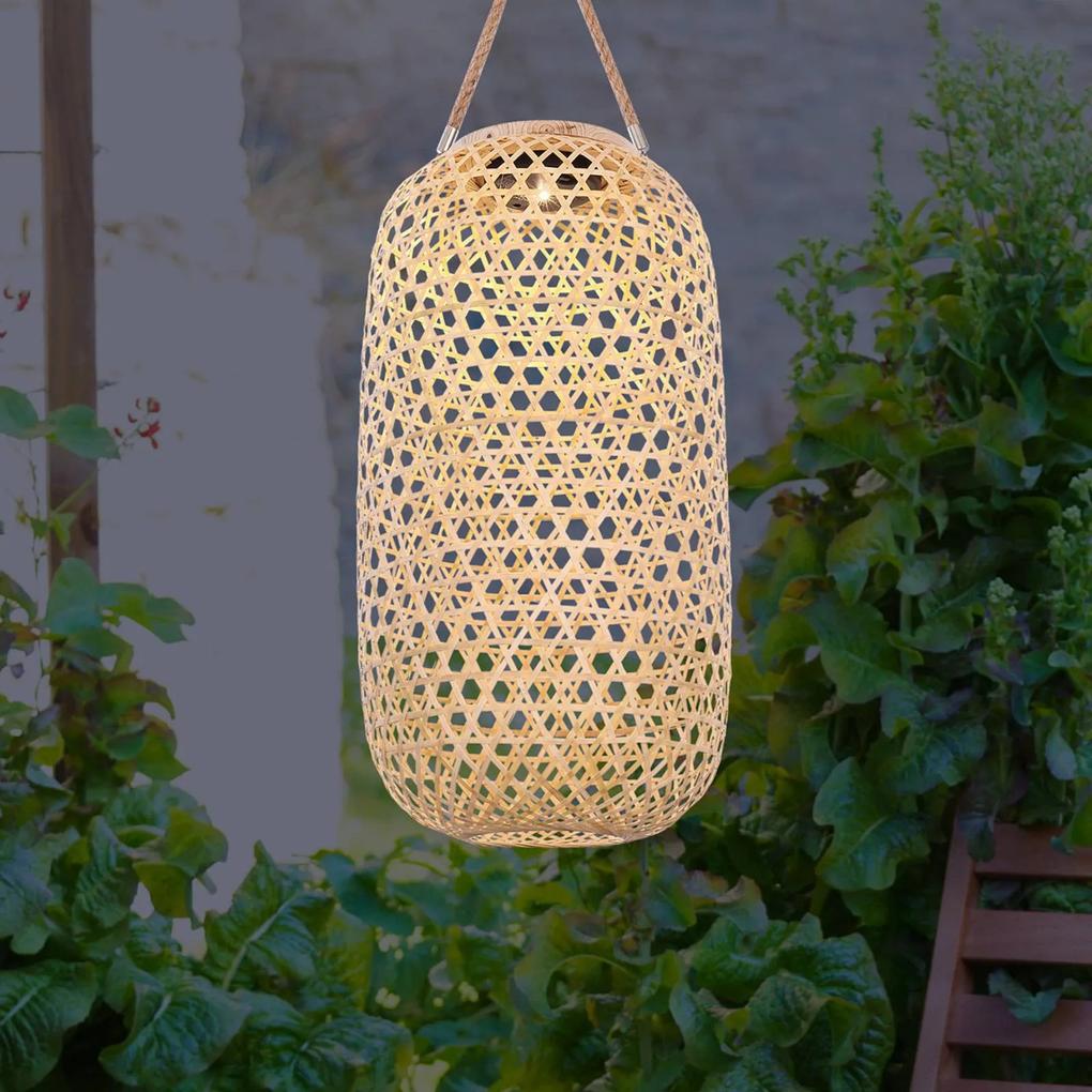 LED solárna lampa 33671 Lampáš bambusové pletivo