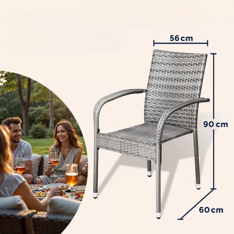 InternetovaZahrada Ratanové stoličky Comfort 4 ks - sivá