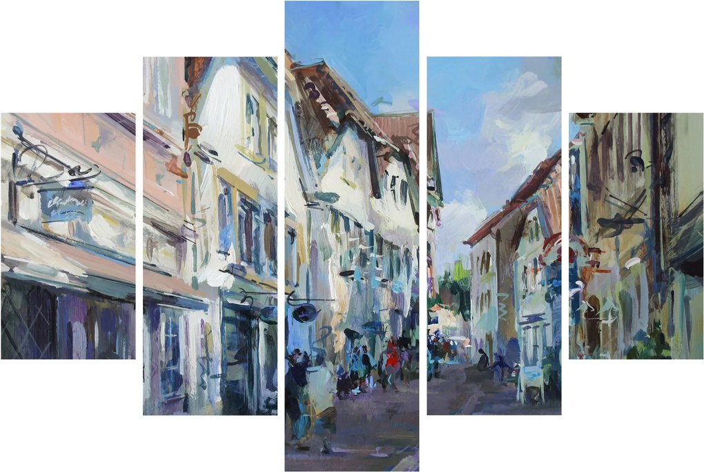 Obraz - Ulička starého mesta, akrylová maľba (150x105 cm)