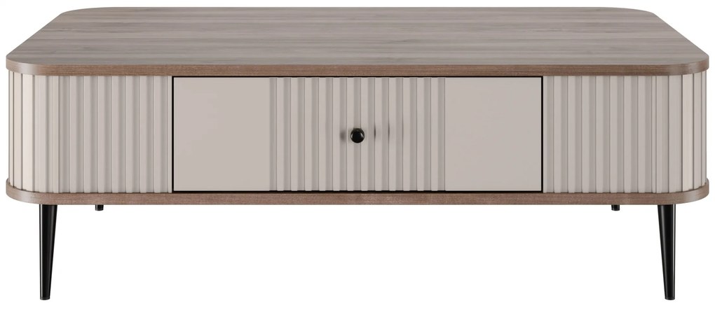 Konferenčný stolík so zásuvkou Vesper 103x60 cm - kašmír / orech / čierne nohy