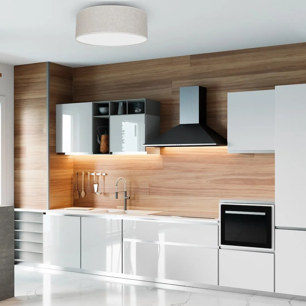 Stropné svietidlo Lino Round, 1x ľanové tienidlo, (biele plexisklo), (fi 50cm)