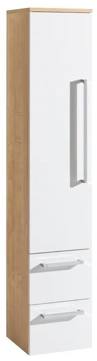 Mereo Mereo, Bino, kúpeľňová skrinka vysoká 163 cm, ľavé otváranie, biela, biela/dub, MER-CN677