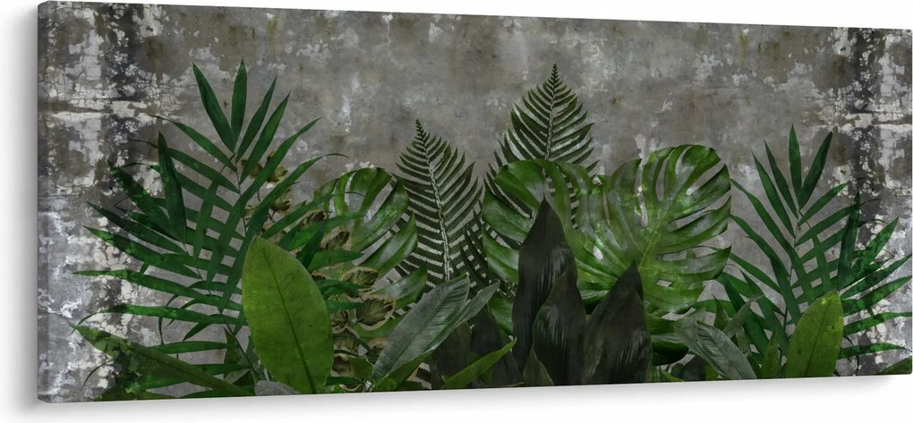 Obraz - Betónový múr s rastlinami (120x50 cm)