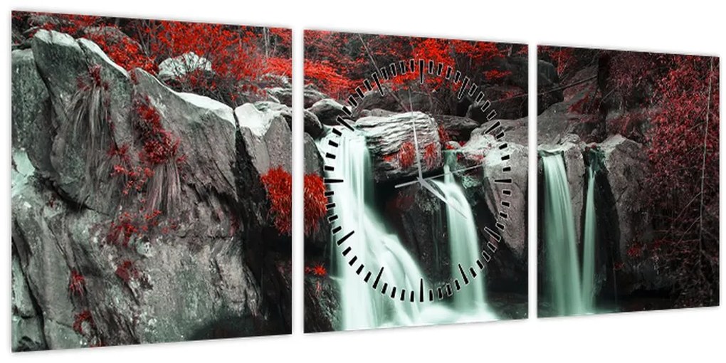 Obraz - Vodopády (s hodinami) (90x30 cm)