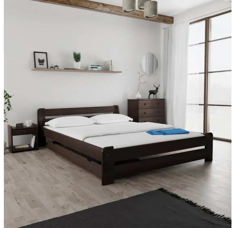 Posteľ Laura 140 x 200 cm, orech Rošt: S lamelovým roštom, Matrac: Matrac COCO MAXI 20 cm
