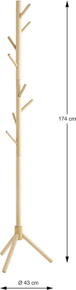 Stojací vešiak Nora, prírodné drevo