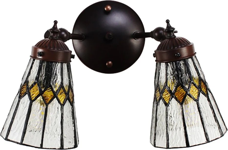 Nástenná Tiffany lampa 2 tienidlá žlté detaily Yello - 30*23*23 cm E14/max 2*25W