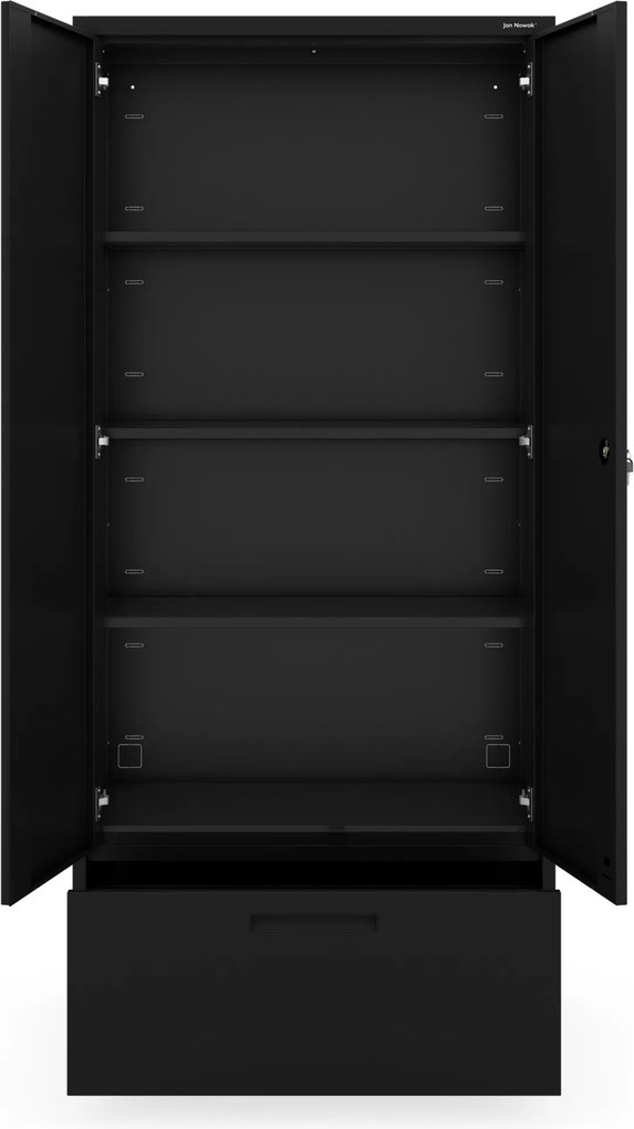 Modulárna kovová multifunkčná skriňa s vysokou zásuvkou čierna MEGAN 1950 x 900 x 400 mm